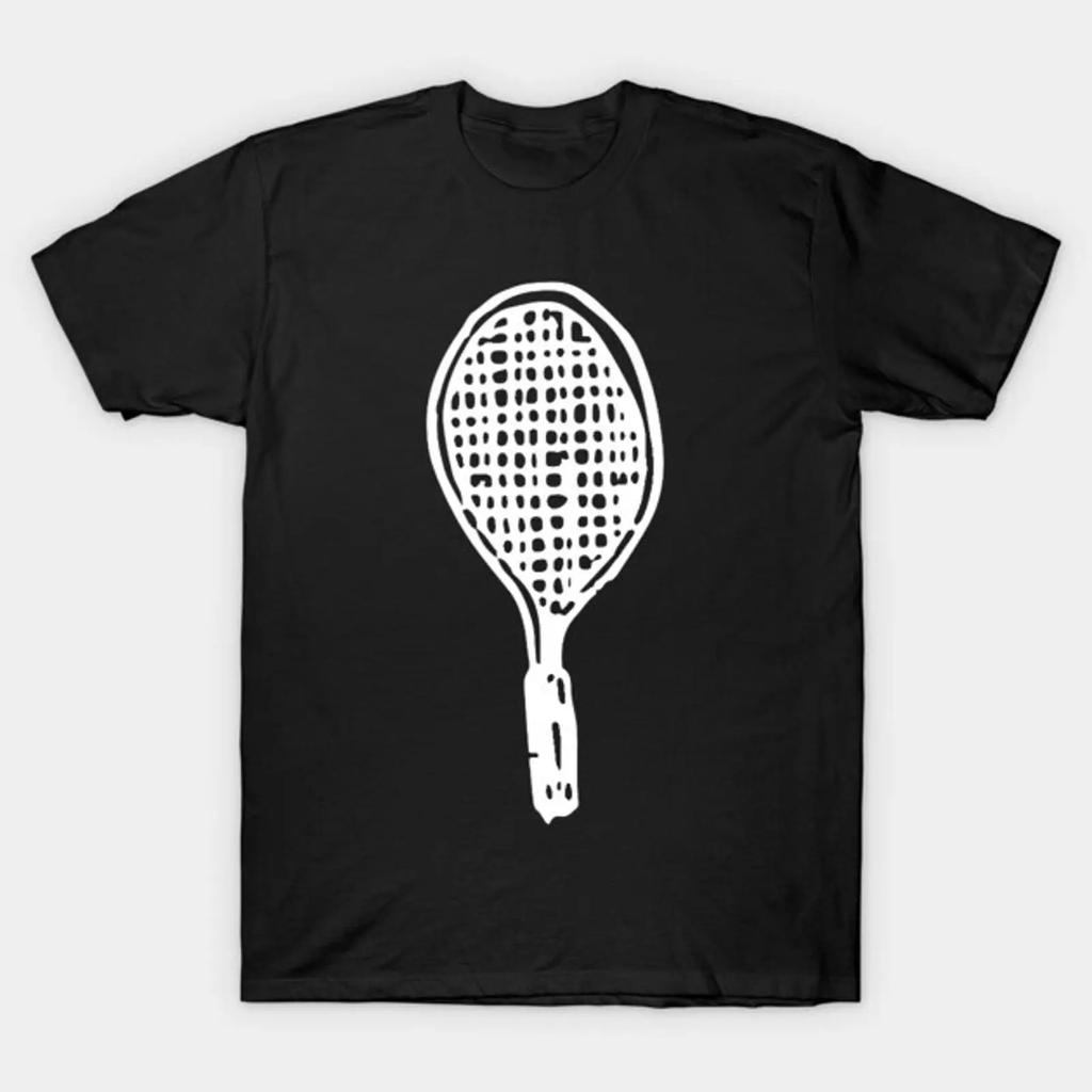 Tennis Racket Doodle White T Shirt Vintage Comfortable Top For Everyday Wear Designer Clothes Soft Stretched Slightly