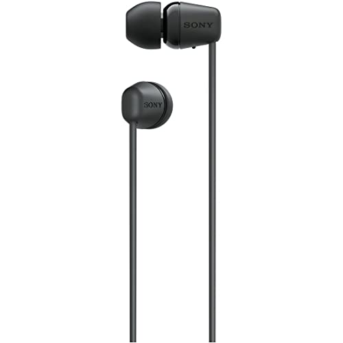 Sony WI-C100 Wireless Earbuds, Bluetooth Compatible, 25-Hour Battery Life, IPX4 Water Resistant, DSEE Compatible, Black, WI-C100 BZ, Small