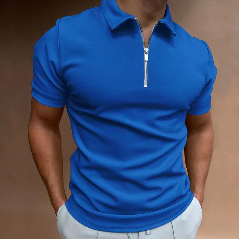 2023 Herren Slim-Fit Poloshirt: Einfarbig, Kurzarm, Umlegekragen, Europäischer & Amerikanischer Stil, Größen bis 5XL.