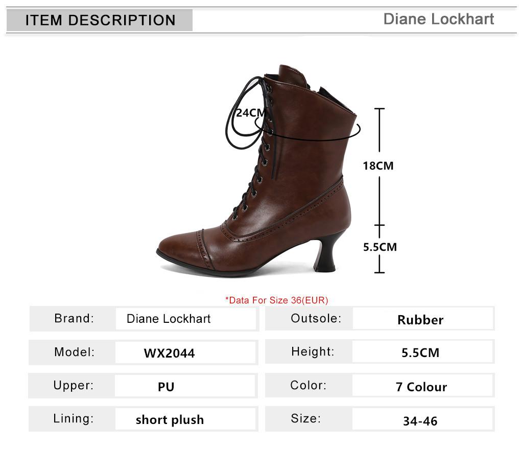 Fashion 2025 New Lace Up Ladies High Heel Shoes Strange Steampunk Boot Victorian Ankle Boots Women Pointed Toe Thick Soled Short Boots