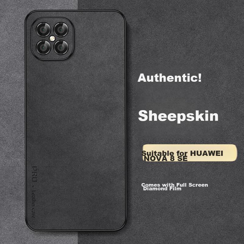 Huawei Nova8se Phone Case, Nova8 Se Protective Cover, Shockproof Lens Full Protection Soft, Simple Luxury Outer Casen, Leather Case, Black