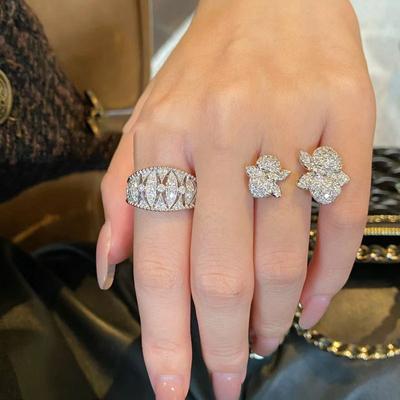 Hohler Spitzenring Damen Retro Leichter Luxus Kaltwind Design Persönlichkeit Temperament Ring
