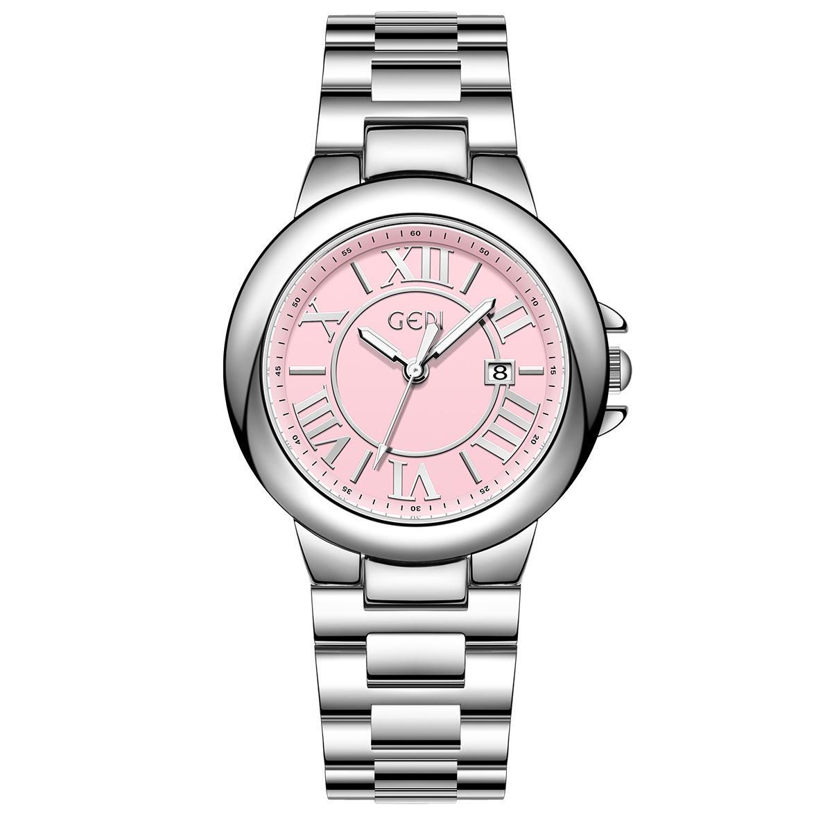 Small Disc Vintage Roman Steel Belt Watch Ladies Premium Calendar Window Luxury Quartz Watch