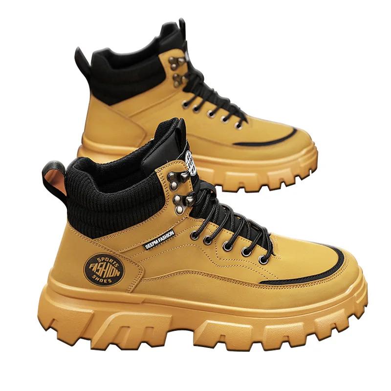 Fashion Spring and Autumn New Luxury Men's Sneakers High Top British Style Retro Thick soled Durable Running Shoes Zapatos para hombres