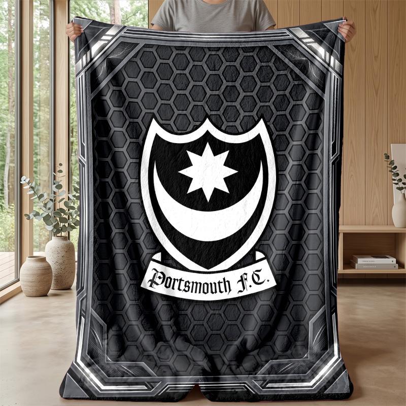 Coperta Morbida in Pile Flanella Portsmouth FC Leggera Accogliente Calda Coperta da Lancio per Divano Letto Decorazione Casa
