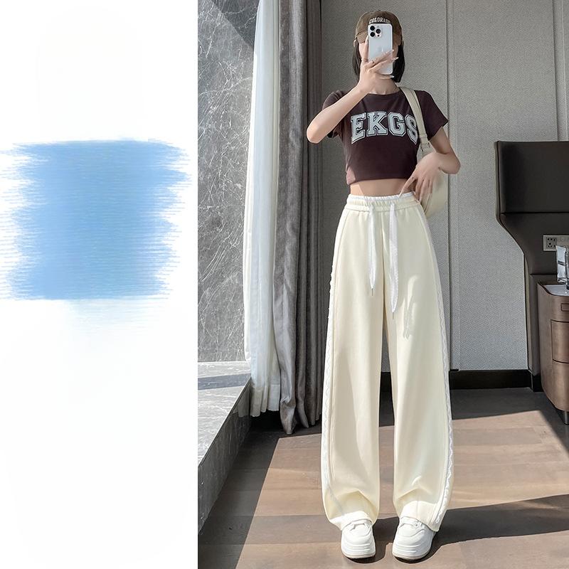 

Новые весенне-летние тонкие широкие брюки-палаццо для женщин с высокой талией, узким кружевом, стройнящие, прямые брюки в пол 2XL