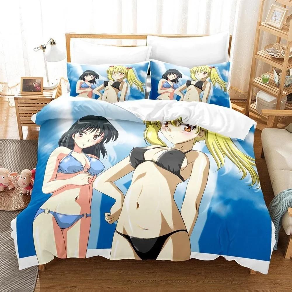 3D-Druck Anime Kawaii School Rumble Bettwäscheset Einzelbett Twin Full Queen King Size Bettset Erwachsener Kind Schlafzimmer Bettbezugsets