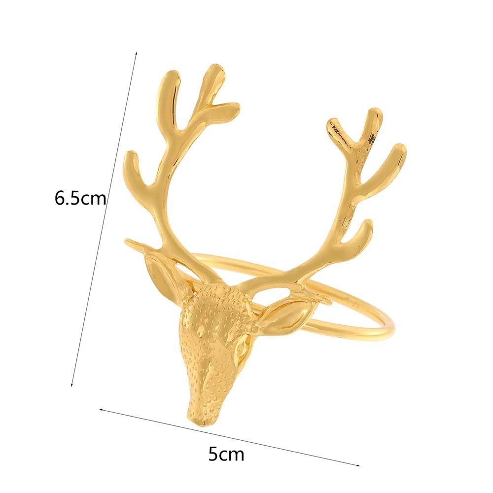 6Pcs Reusable Elk Head Napkin Holder Electroplated Napkin Buckle Christmas Deer Napkin Ring  Wedding