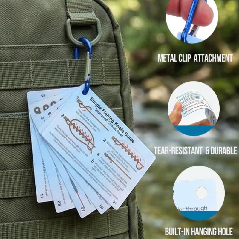 6Pcs/1Set Fishing Knot Guide Card, Containing 12 Of The Most Practical Fishing Knots, With Storage Buckle, Durable Pvc Card