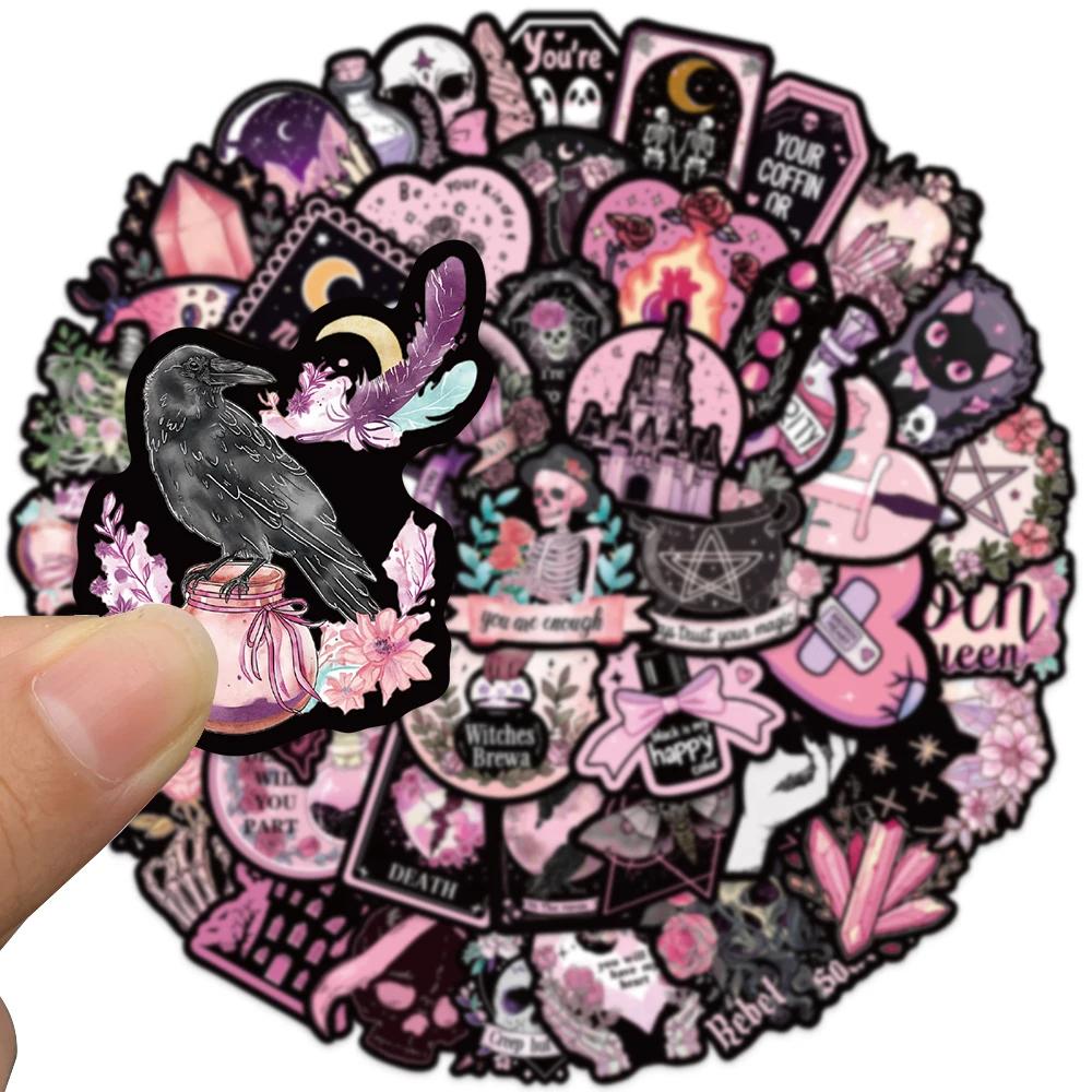 50pcs Gothic Darkness Cute Spooky Horror Stickers Magic Flower Skull Crystal Sticker For Laptop Luggage Guitar Diary Vinyl Decal