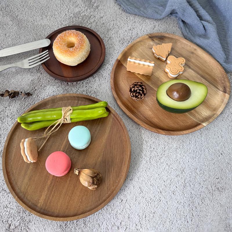 1Pcs Irregular Oval Serving Tray Wood Dinner Plates Fruit Dishes Dry Fruit Sushi Tea Tray Bread Wooden Plate Home Decoration