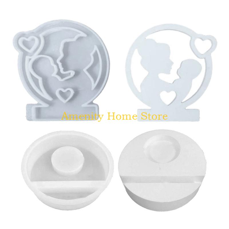 

F26C Mother Day Theme Resin Molds for DIY Craft Holder Room Decorations, Mother Day Holder Molds with Base