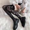 Women White Stockings Black Stockings Calf Socks Lace Lolita Socks Thin Version Over The Knee Socks Hollow Out Stockings