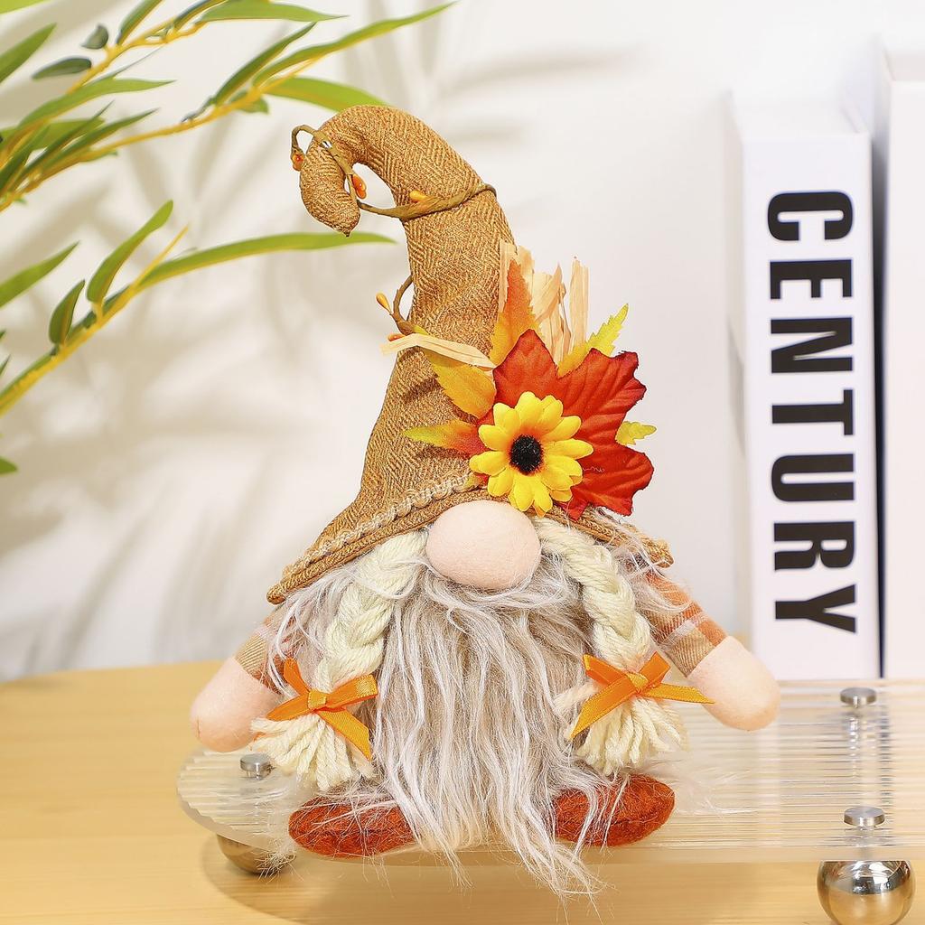 Thanksgiving Creative Rudolf Doll Window Decoration Festival Scarecrow Turkey With Light Doll