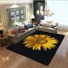 Yellow Sunflowers Flower On Black Background Non Slip Mat Area Rugs Floor Carpet for Kitchen Bedroom Living Room Decoration