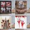 Scary Blood Handprints Halloween Shower Curtain Scary Shadow Blood Bathtub Polyester Shower Curtains Bathroom Decor With Hooks