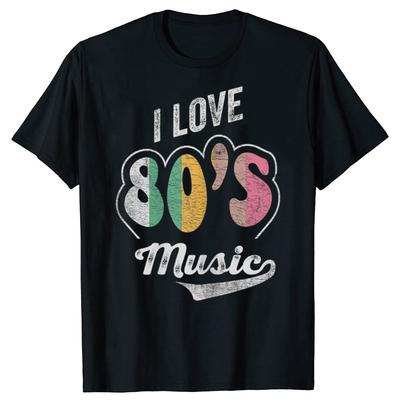Retro Vintage 80s Music Shirt I Love 80s Music 80s Bands TShirt Men Clothing Tops Graphic T Shirts Vintage T Shirt