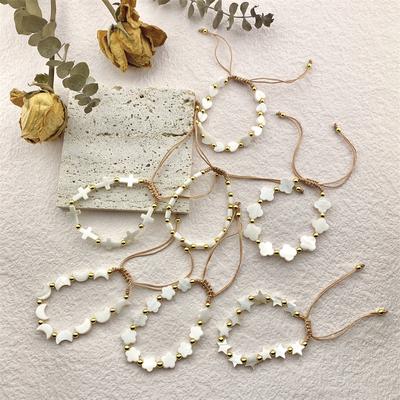 Gioielli estivi Braccialetti di perline placcati in oro impermeabili Cuore Stella Conchiglia Accessori per donne Ragazze adolescenti Braccialetto fatto a mano Regalo