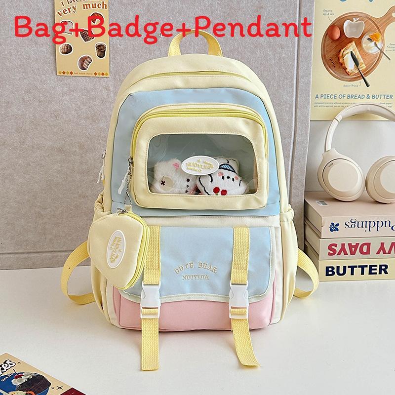 Childrens Backpack For School With Nylon Material And Colorblock Design For Girls