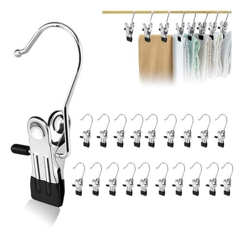 

Pokmil Clothespins, 20-Pack, Stainless Steel Clothespin Hangers, Rust-Resistant, Non-Slip, Multi-Purpose Hooks (20)
