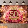 2D 40th Birthday Party Backdrop Rose Gold Balloons and Confetti Photo Background