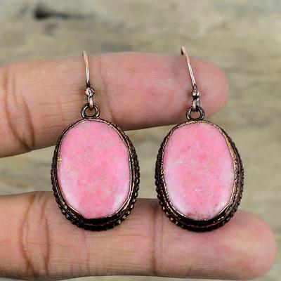 Boucles d'oreilles en thulite, boucles d'oreilles en cuivre électroformé, bijoux faits main, boucles d'oreilles en pierres précieuses naturelles, bijoux en cuivre, boucles d'oreilles avec pierre de naissance, cadeaux d'anniversaire