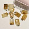 3Pcs Natural Yellow Quartz Rectangle Pendants 16×27mm Gemstone Charms With Silver Bail For DIY Necklace Jewelry Making