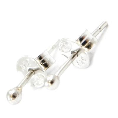 [I4028] - Silver 'Beads' Earrings 2 Mm