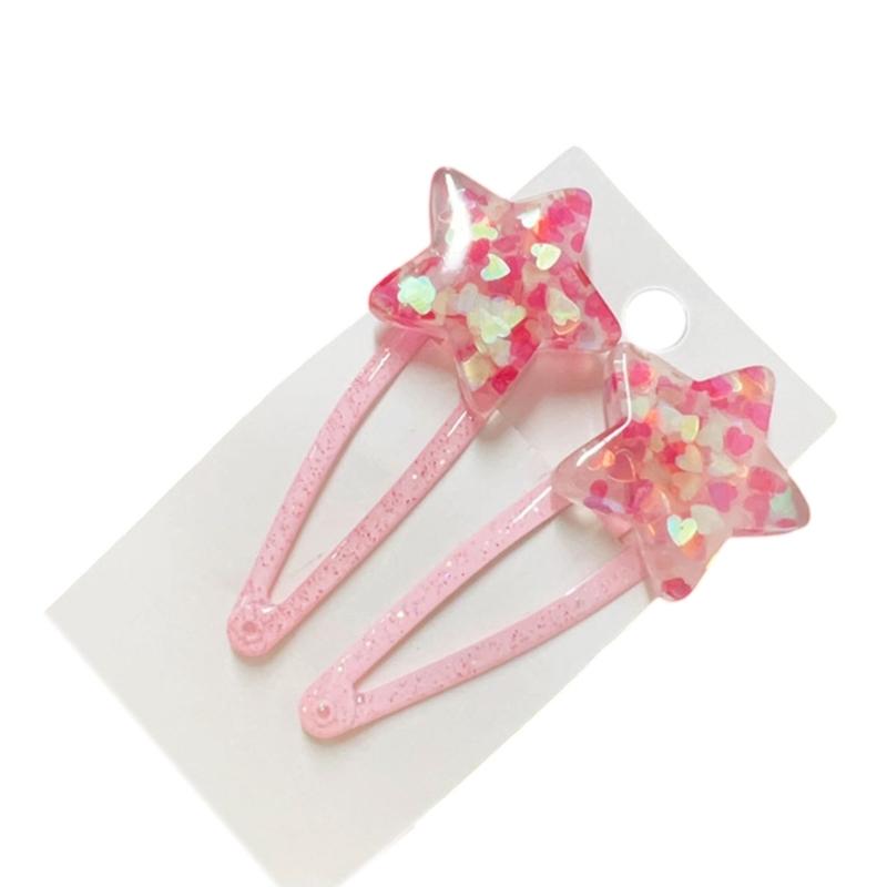 Adorkable Star Glitter Hair Clip for Girls Kid Star Barrettes Glitter Handmade Pink Hairpins Lovely Hairpins