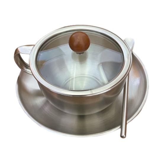 

Набор кофейной чашки и блюдца из нержавеющей стали 300 мл Двустенная кофейная чашка с ручками и крышкой Американская чашка для латте Чашка для послеобеденного чая