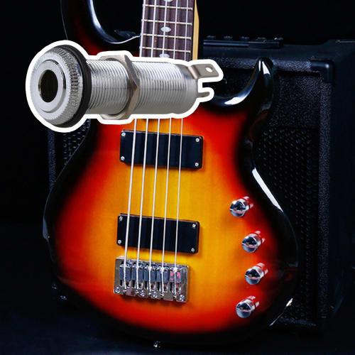 Yibuy Nickel 1/4 Inch Guitar/Bass Jack, Cylinder Flush Mount, Cylindrical Socket, High Reliability, Easy Installation, Improved Sound Quality