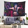 Vivid anime character tapestry  celebrating fantasy art with colorful graffiti and bold design  perfect for home decoration