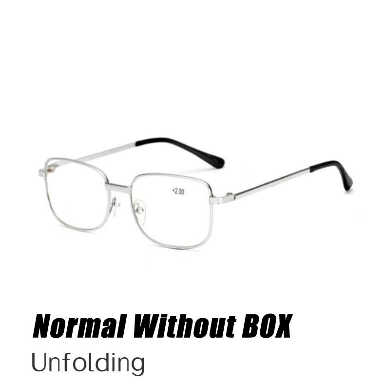 4 In 1 Bifocal Folding Reading Glasses Unisex Collapsible Metal Lenses With Leather Box Farsighted Eyeglasses Diopter Glasses