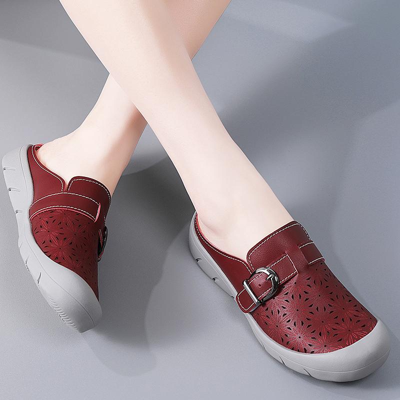 Summer Women's Sandals Backless Slippers Beach Flat Shoes Closed Toe Casual Soft Walking Clogs for Girl Plus Size