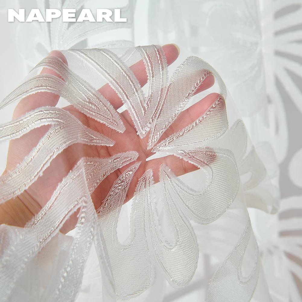 1 ks NAPEARL 10% zatemňovací tyl Jednoduchý a všestranný európsky žakárový priehľadný záves do kuchyne, obývačky, spálne, balkóna, okna, bytových dekorácií