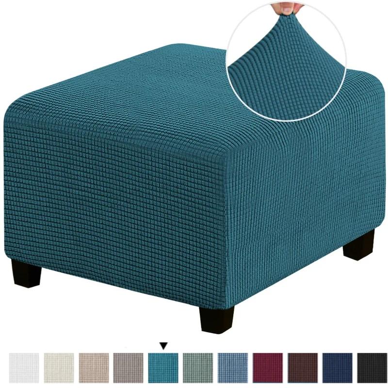 Elastic Square Footstool Cover Polar Fleece Ottoman Case Sofa Footrest Stool Slipcover For Living Room Home Furniture Protector