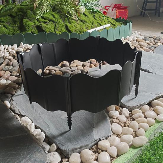 Garden Edging Border No-Dig Design Landscaping Edging Interlocking Plastic Edging Panels with Stakes for Lawn Flower Bed Fence Borders
