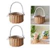 Rattan Serving Tray with Handles, - Round Woven Organizer Basket Tray Wicker Home Decorative Tray for Storage Snacks
