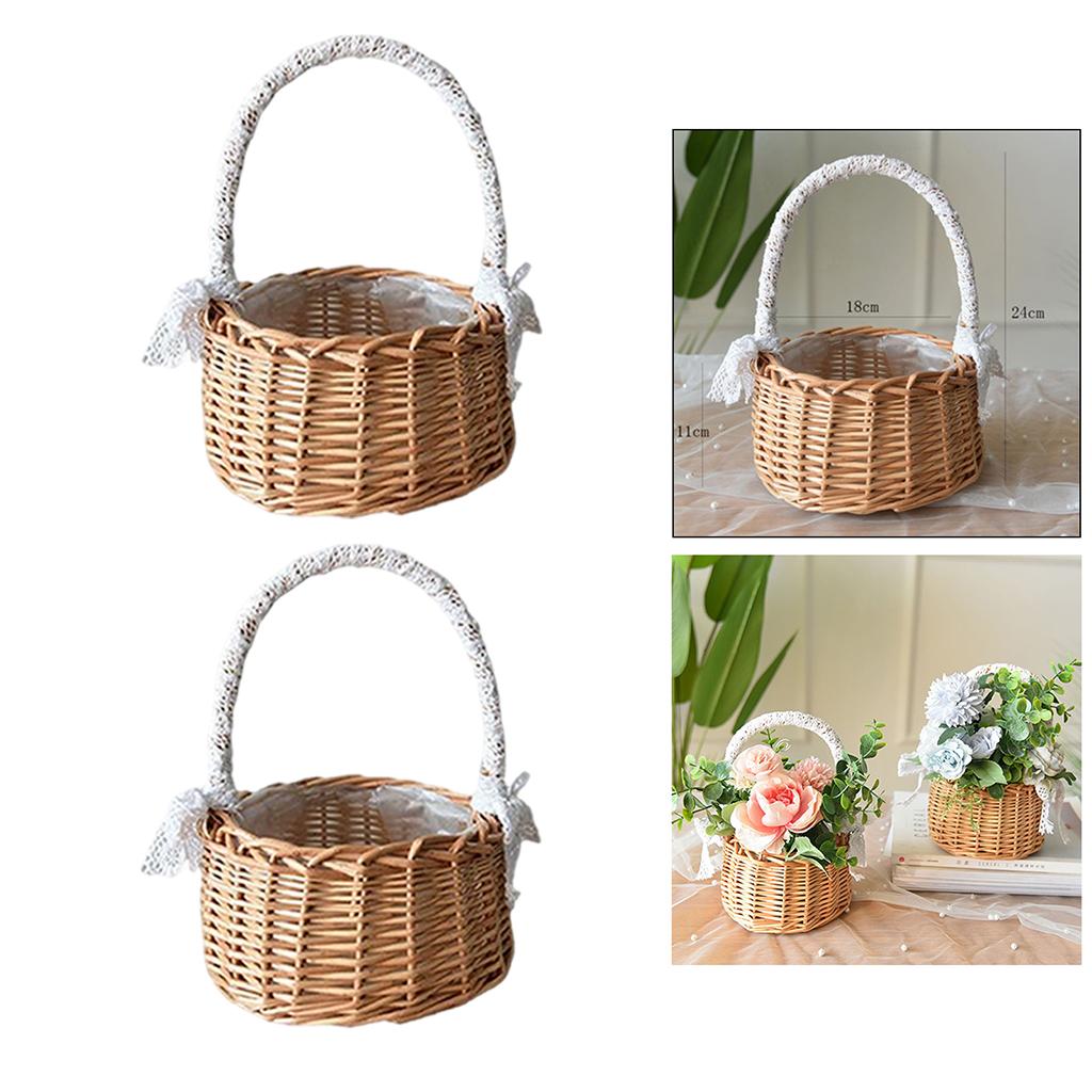 Rattan Serving Tray with Handles, - Round Woven Organizer Basket Tray Wicker Home Decorative Tray for Storage Snacks