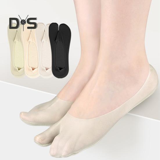 Breathable Toe Socks 2-Toe Invisible Liner Socks with Anti-Slip Silicone Ultra-Thin Moisture-Wicking Socks for Loafers Sneakers