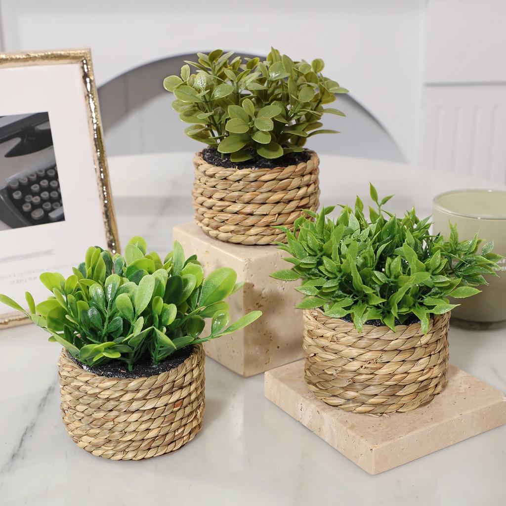 3 Stück Grüne Künstliche Pflanzen Gras Gewebte Kleine Topfpflanzen Heimdekoration home decor home decoration Pflanzen