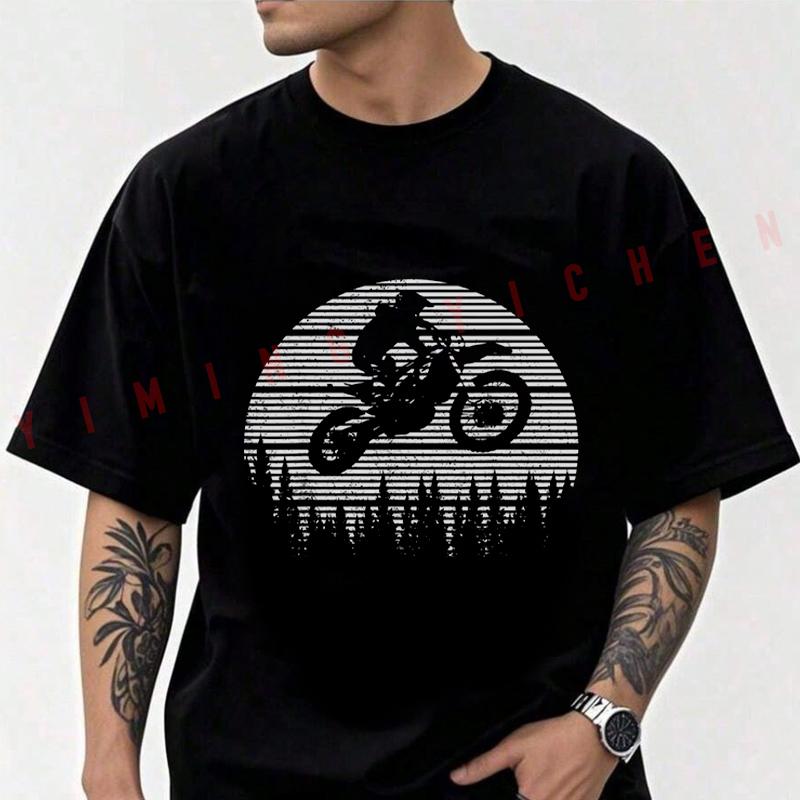 Motocross Dirt Bike Enduro Motorcycle Biker Cotton T-shirt Men Short Sleeved Casual Round Neck Unisex Tops Tee