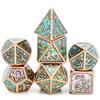 Cusdie Dragon Font DND Dice Metal, Auspicious Cloud, 7Pcs Polyhedral Dice Set, for D&D Role Playing Game Pathfinder Board Games