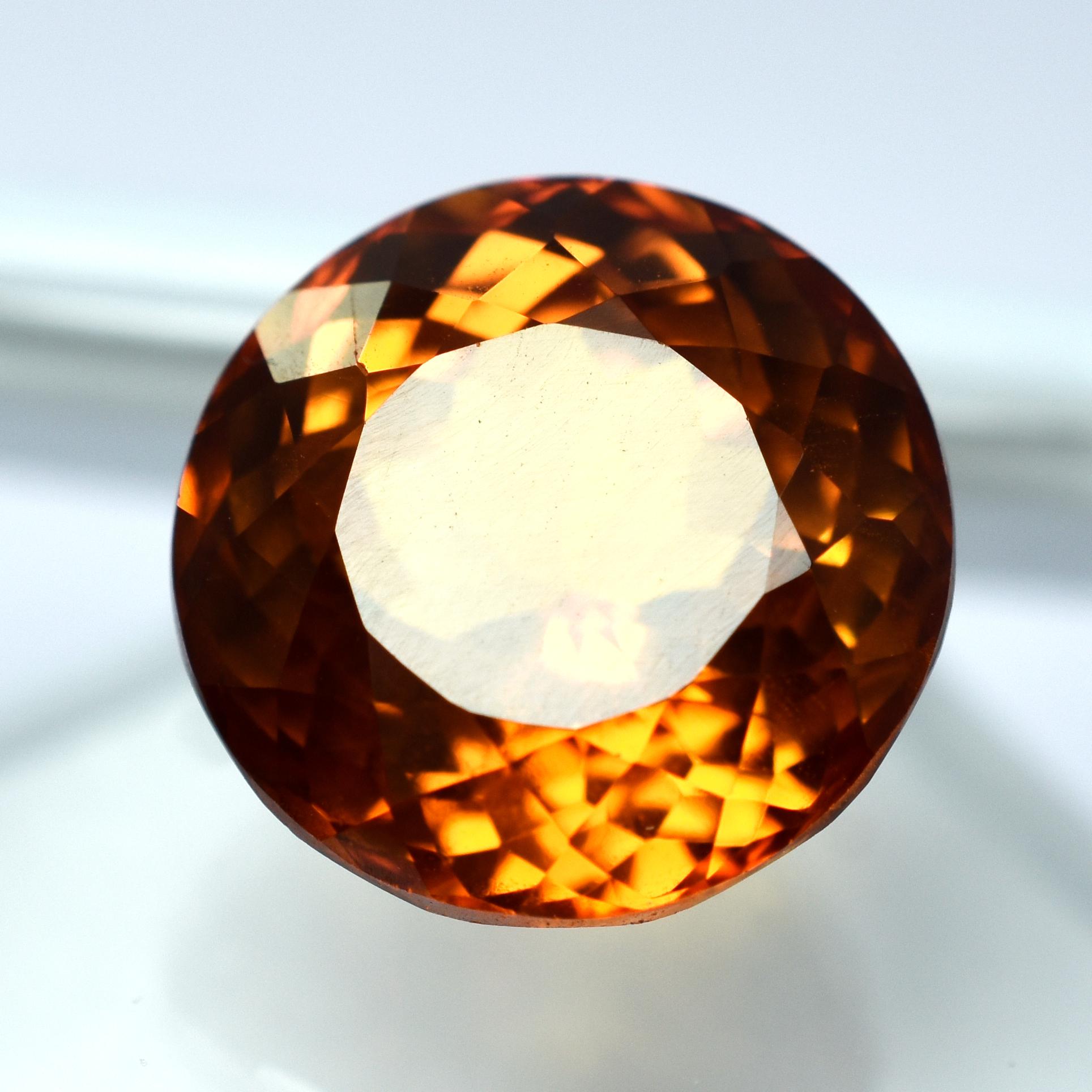 

NATURAL 10.65 Ct ORANGE Sapphire Round Brilliant Cut CERTIFIED Loose Gemstone 12.3 mm Approx помаранчевий