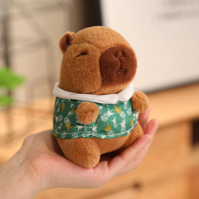 12cm Kawaii Anime Capybara Plushies With Pikachu Stitch Lucifer Cat Hat Doll Stuffed Animals Capybara Plushies Girl Toys