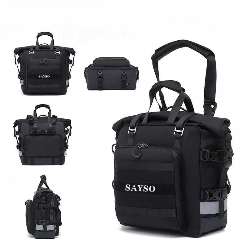 1/2 Motorcycle Accessories Frame Crash Bars Bag SaddleBag 21L Universal Side Rear Seat Bag Pack Travel Motorbike Luggage Storage