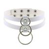 DIEZI Harajuku Bílý PU Kožený Kroužkový Choker Náhrdelník Pro Ženy Muže Vintage Gotický Hip Hope Nastavitelný Límcový Náhrdelník Šperky