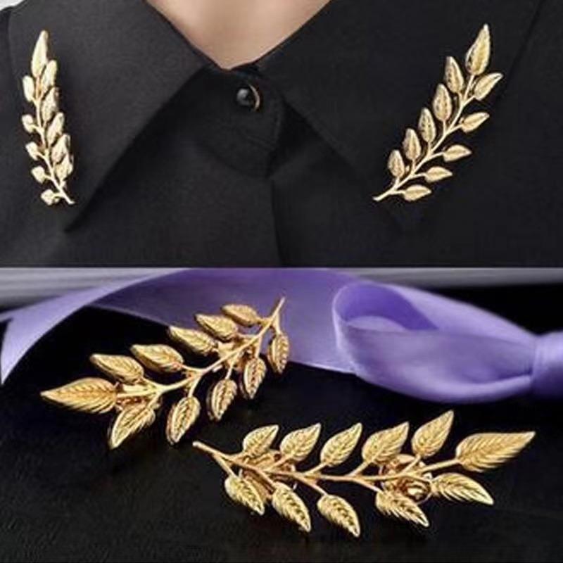 New Vintage Leaf Shirt Collar Pin Collar Brooch for Women's Brooch Metal Brooch Clothes Sweater Decorative Pin Fashion Jewelry