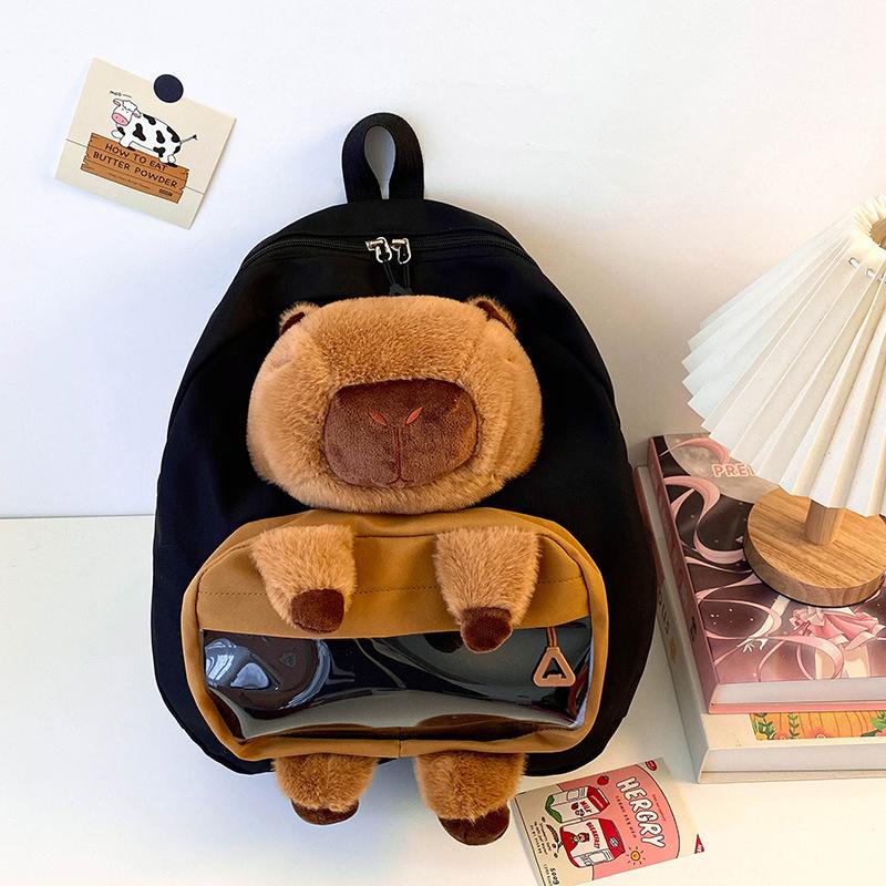Kawai Capybara Rucksack Damen Großvolumiger Cartoon Lustiger Rucksack Soft Girl Cartoon Animation Studentenrucksack Leichte Liebestasche