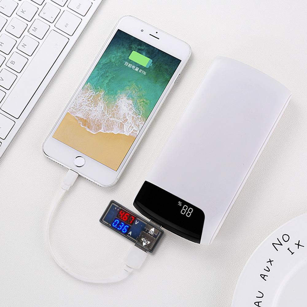 L-Type 3 In 1 Three Position LCD Digital USB Current And Voltage Measuring Instrument With Red Blue Dual Display Black Casing